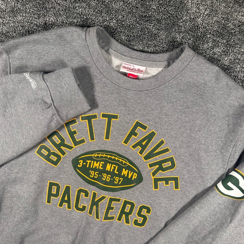 Green Bay Packers Mitchell & Ness Sweatshirt Mens 2XL Gray NFL Football Favre